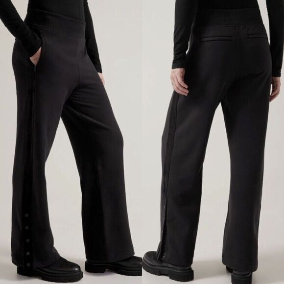 Athleta Retroplush Velvet Straight Leg Pant in Black Women’s Size M - Picture 1 of 8